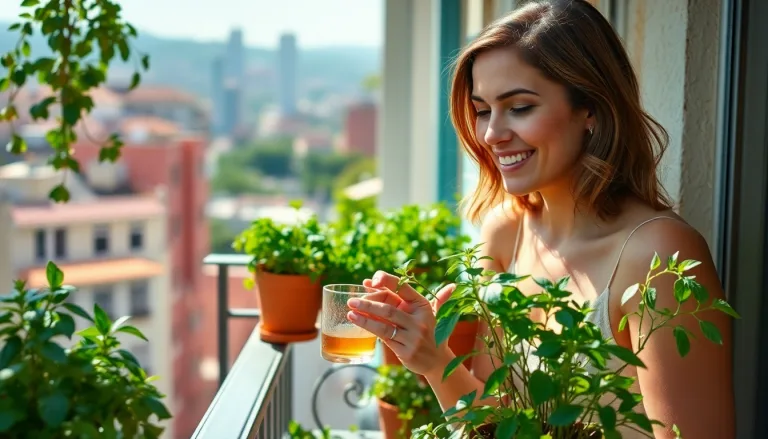 Petit balcon aménagé en jardin d'herbes aromatiques
