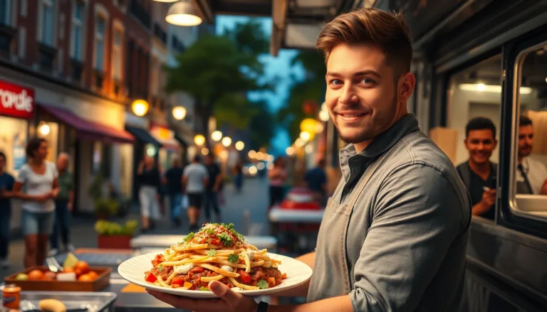 Food truck devant une foule