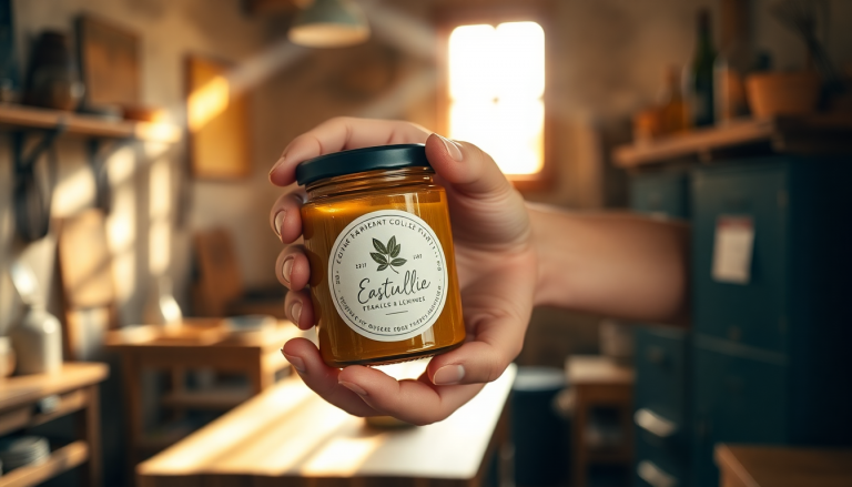 Main d'artisan présentant un produit alimentaire local, illustrant l'authenticité et le storytelling pour une marque culinaire.