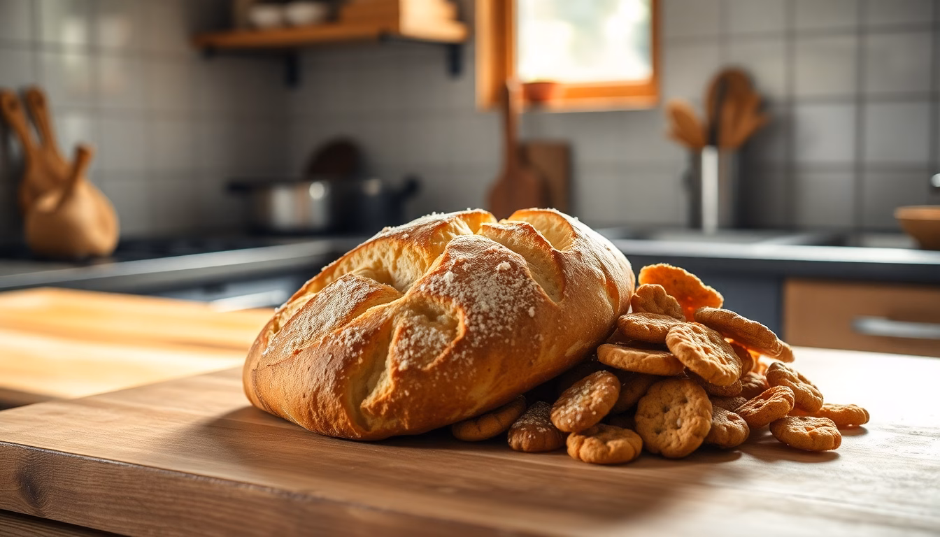 Tranches de pain rassis transformées en croutons dorés et appétissants