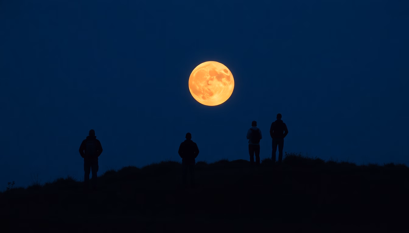 Image d'une super lune illuminant le ciel nocturne