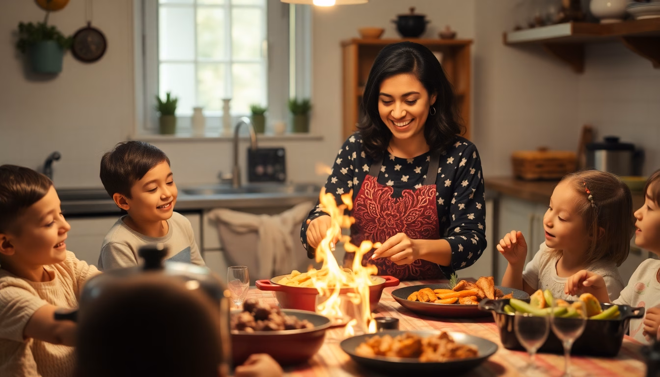 Nawell Madani partageant un plat familial