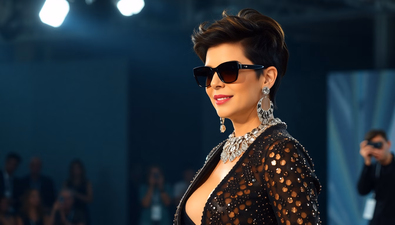 Kris Jenner portant une tenue de haute couture