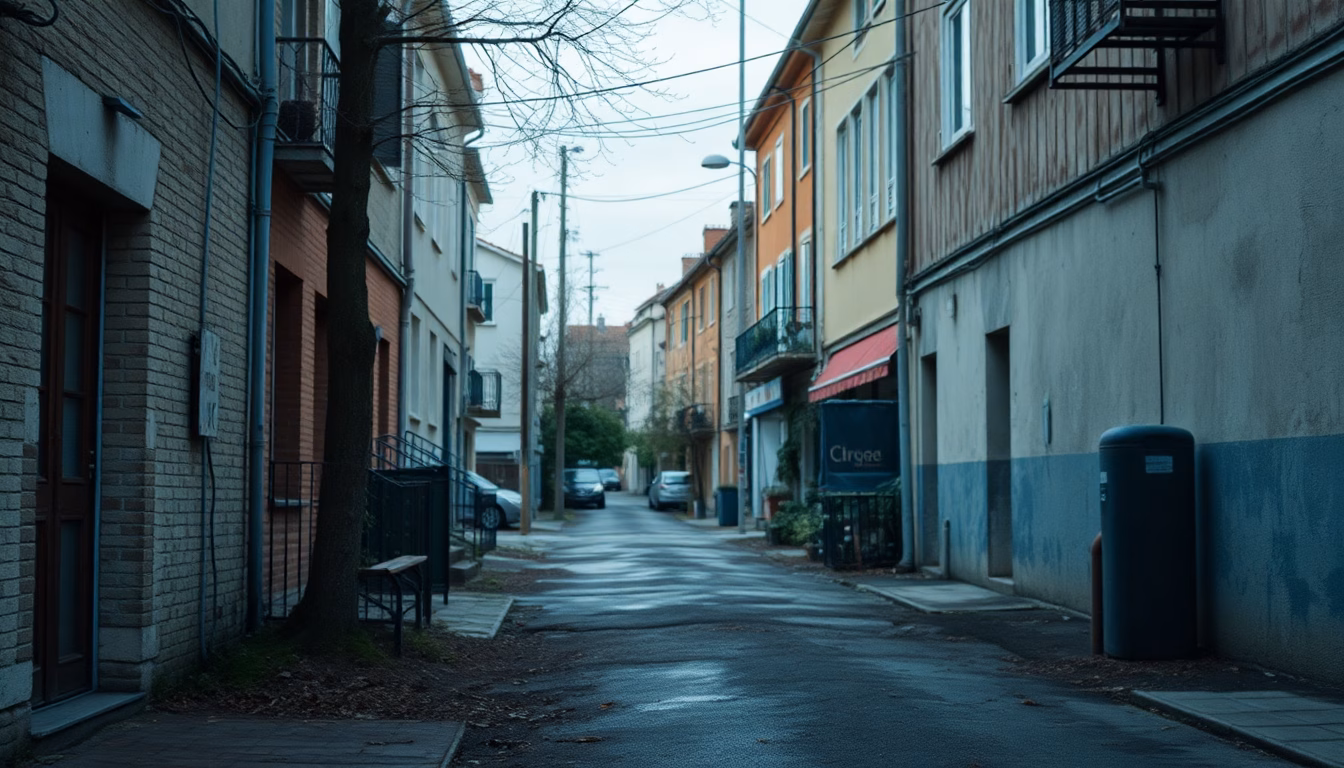quartier résidentiel sous tension avec gyrophares