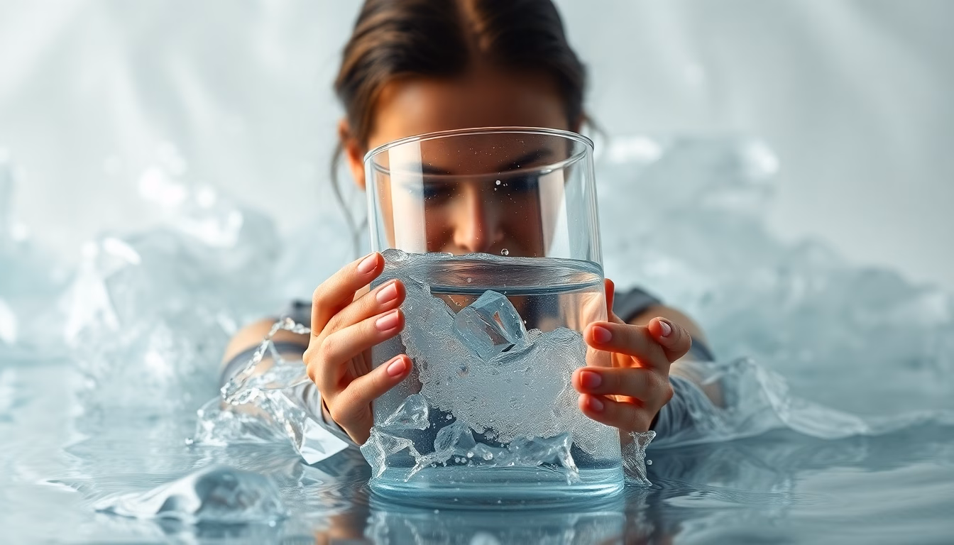 Goutte d'eau tombant dans un verre avec particules inquiétantes
