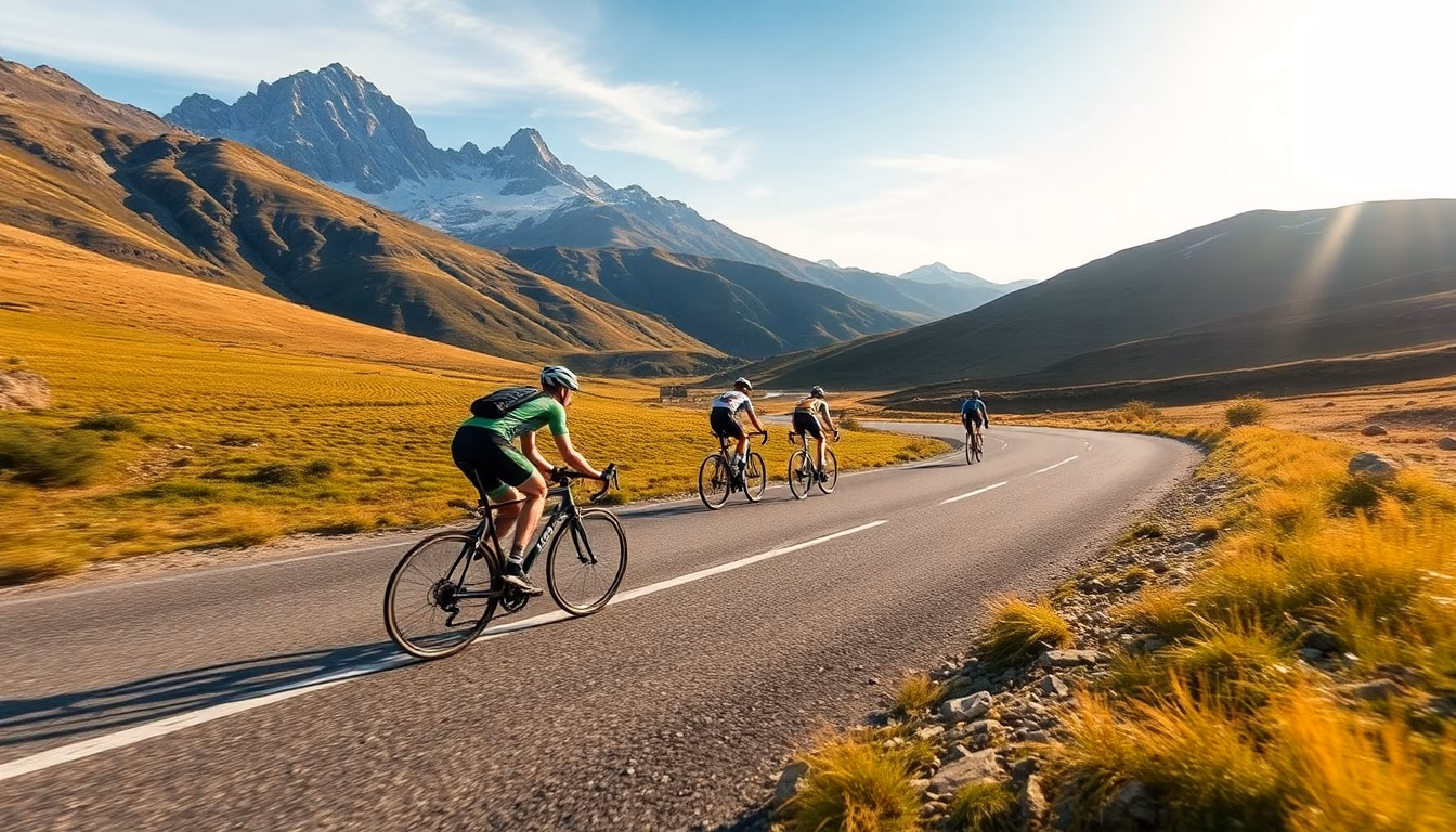 cycliste admirant paysage montagneux