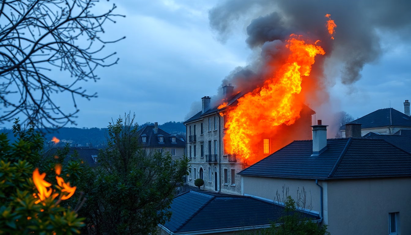 Maison avec système de sécurité visible