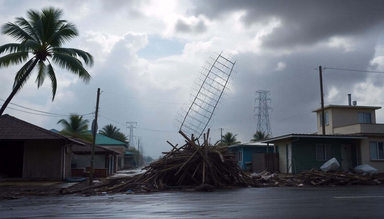 ville antillaise après un séisme