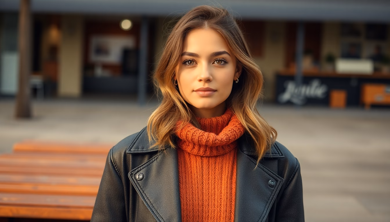 Femme portant une tenue mode automnale