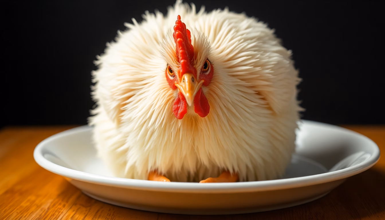 assiette de poulet avec panneau d'alerte