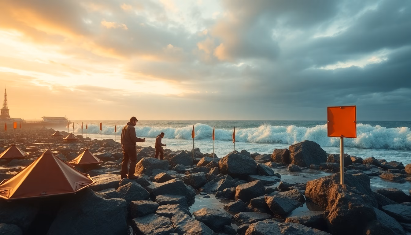 vague de tsunami au Japon avec alertes