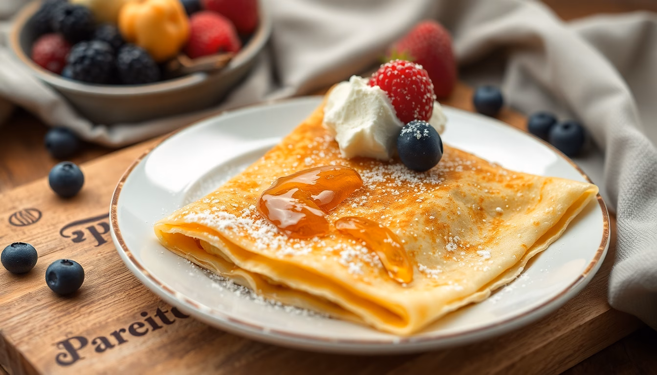 pile de crêpes moelleuses arrosées de sirop